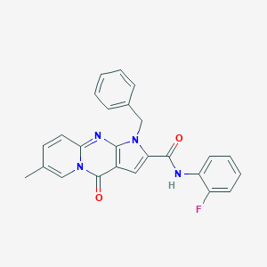 molecular formula C25H19FN4O2 B357732 1-benzyl-N-(2-fluorophenyl)-7-methyl-4-oxo-1,4-dihydropyrido[1,2-a]pyrrolo[2,3-d]pyrimidine-2-carboxamide CAS No. 902021-09-4