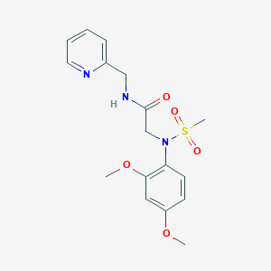 molecular formula C17H21N3O5S B3577323 2-(2,4-dimethoxy-N-methylsulfonylanilino)-N-(pyridin-2-ylmethyl)acetamide 