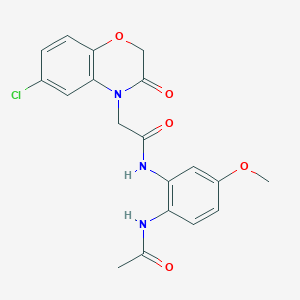 molecular formula C19H18ClN3O5 B357733 N-[2-(acetylamino)-5-methoxyphenyl]-2-(6-chloro-3-oxo-2,3-dihydro-4H-1,4-benzoxazin-4-yl)acetamide CAS No. 874590-81-5