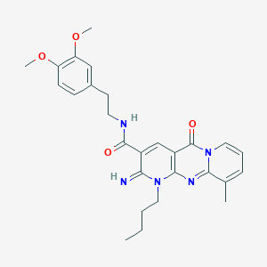 molecular formula C27H31N5O4 B357734 1-butyl-N-[2-(3,4-dimethoxyphenyl)ethyl]-2-imino-10-methyl-5-oxo-1,5-dihydro-2H-dipyrido[1,2-a:2,3-d]pyrimidine-3-carboxamide CAS No. 848058-35-5