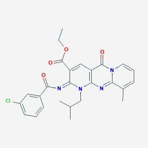 molecular formula C26H25ClN4O4 B357739 Ethyl 6-(3-chlorobenzoyl)imino-11-methyl-7-(2-methylpropyl)-2-oxo-1,7,9-triazatricyclo[8.4.0.03,8]tetradeca-3(8),4,9,11,13-pentaene-5-carboxylate CAS No. 848680-93-3