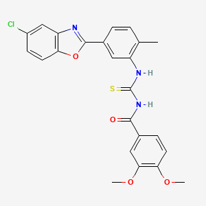 molecular formula C24H20ClN3O4S B3577411 N-{[5-(5-chloro-1,3-benzoxazol-2-yl)-2-methylphenyl]carbamothioyl}-3,4-dimethoxybenzamide 