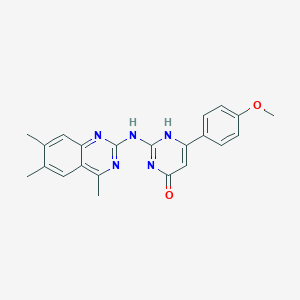 molecular formula C22H21N5O2 B357742 6-(4-methoxyphenyl)-2-[(4,6,7-trimethyl-2-quinazolinyl)amino]-4(3H)-pyrimidinone CAS No. 876667-53-7