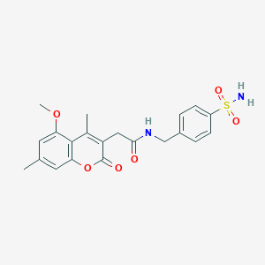 molecular formula C21H22N2O6S B357743 2-(5-methoxy-4,7-dimethyl-2-oxochromen-3-yl)-N-[(4-sulfamoylphenyl)methyl]acetamide CAS No. 902031-98-5