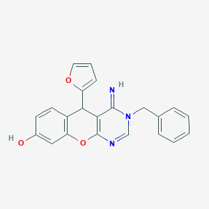 molecular formula C22H17N3O3 B357745 3-benzyl-5-(2-furyl)-4-imino-3,5-dihydro-4H-chromeno[2,3-d]pyrimidin-8-ol CAS No. 902012-64-0