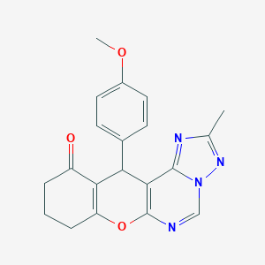 molecular formula C20H18N4O3 B357748 12-(4-methoxyphenyl)-2-methyl-8,9,10,12-tetrahydro-11H-chromeno[3,2-e][1,2,4]triazolo[1,5-c]pyrimidin-11-one CAS No. 902029-42-9