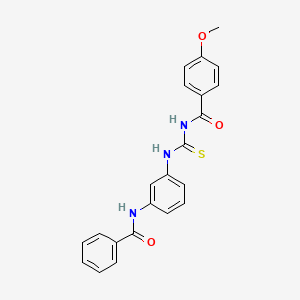 molecular formula C22H19N3O3S B3577498 N-((3-Benzamidophenyl)carbamothioyl)-4-methoxybenzamide 