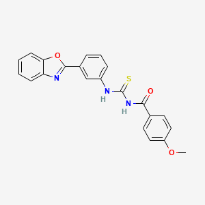 molecular formula C22H17N3O3S B3577505 N-({[3-(1,3-benzoxazol-2-yl)phenyl]amino}carbonothioyl)-4-methoxybenzamide 