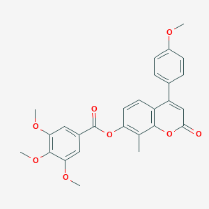 molecular formula C27H24O8 B357751 4-(4-methoxyphenyl)-8-methyl-2-oxo-2H-chromen-7-yl 3,4,5-trimethoxybenzoate CAS No. 858748-99-9