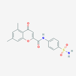 molecular formula C18H16N2O5S B357752 N-[4-(aminosulfonyl)phenyl]-5,7-dimethyl-4-oxo-4H-chromene-2-carboxamide CAS No. 879474-17-6