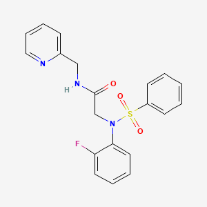 molecular formula C20H18FN3O3S B3577540 N~2~-(2-fluorophenyl)-N~2~-(phenylsulfonyl)-N~1~-(2-pyridinylmethyl)glycinamide 