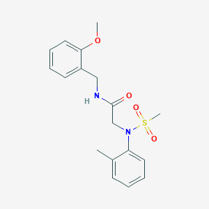 molecular formula C18H22N2O4S B3577550 N~1~-(2-methoxybenzyl)-N~2~-(2-methylphenyl)-N~2~-(methylsulfonyl)glycinamide 