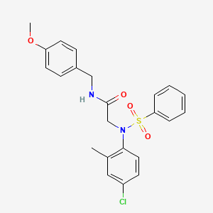 molecular formula C23H23ClN2O4S B3577569 2-[N-(benzenesulfonyl)-4-chloro-2-methylanilino]-N-[(4-methoxyphenyl)methyl]acetamide 