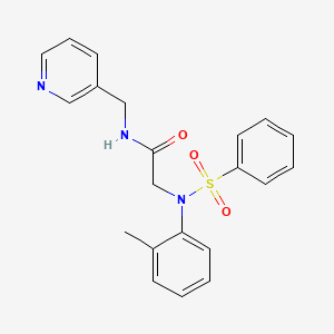 molecular formula C21H21N3O3S B3577584 N~2~-(2-methylphenyl)-N~2~-(phenylsulfonyl)-N~1~-(3-pyridinylmethyl)glycinamide 