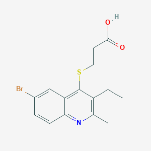 molecular formula C15H16BrNO2S B3577630 3-[(6-Bromo-3-ethyl-2-methylquinolin-4-yl)sulfanyl]propanoic acid 