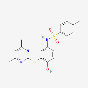 N-[3-(4,6-dimethylpyrimidin-2-yl)sulfanyl-4-hydroxyphenyl]-4-methylbenzenesulfonamide