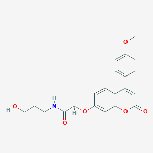 molecular formula C22H23NO6 B357769 N-(3-hydroxypropyl)-2-{[4-(4-methoxyphenyl)-2-oxo-2H-chromen-7-yl]oxy}propanamide CAS No. 864763-46-2