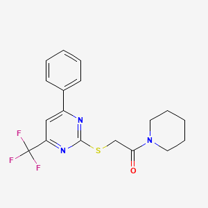 2-{[4-Phenyl-6-(trifluoromethyl)pyrimidin-2-yl]sulfanyl}-1-(piperidin-1-yl)ethanone