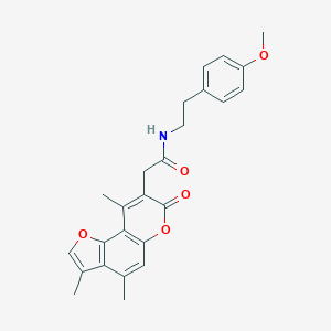 molecular formula C25H25NO5 B357772 N-[2-(4-methoxyphenyl)ethyl]-2-(3,4,9-trimethyl-7-oxo-7H-furo[2,3-f]chromen-8-yl)acetamide CAS No. 853901-43-6