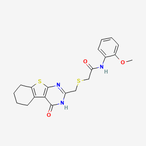 molecular formula C20H21N3O3S2 B3577721 2-{[(4-hydroxy-5,6,7,8-tetrahydro[1]benzothieno[2,3-d]pyrimidin-2-yl)methyl]thio}-N-(2-methoxyphenyl)acetamide 