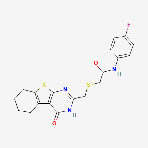 molecular formula C19H18FN3O2S2 B3577729 N-(4-fluorophenyl)-2-{[(4-hydroxy-5,6,7,8-tetrahydro[1]benzothieno[2,3-d]pyrimidin-2-yl)methyl]thio}acetamide 