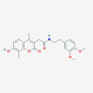 molecular formula C23H25NO6 B357774 N-[2-(3,4-dimethoxyphenyl)ethyl]-2-(7-hydroxy-4,8-dimethyl-2-oxo-2H-chromen-3-yl)acetamide CAS No. 853897-51-5