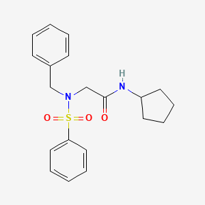 molecular formula C20H24N2O3S B3577767 2-[benzenesulfonyl(benzyl)amino]-N-cyclopentylacetamide 