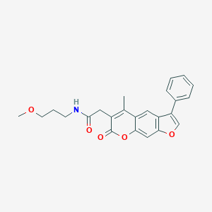 molecular formula C24H23NO5 B357778 N-(3-methoxypropyl)-2-(5-methyl-7-oxo-3-phenyl-7H-furo[3,2-g]chromen-6-yl)acetamide CAS No. 865283-45-0