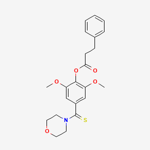 molecular formula C22H25NO5S B3577821 2,6-DIMETHOXY-4-(MORPHOLINE-4-CARBOTHIOYL)PHENYL 3-PHENYLPROPANOATE 