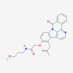 molecular formula C28H27N3O4 B357789 N-(3-Methoxypropyl)-2-[[6-(2-methylprop-2-enyl)-19-oxo-1,11-diazapentacyclo[10.7.1.02,7.08,20.013,18]icosa-2(7),3,5,8(20),9,11,13,15,17-nonaen-5-yl]oxy]acetamide CAS No. 919739-99-4