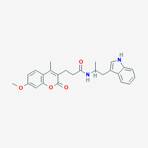 molecular formula C25H26N2O4 B357790 N-[2-(1H-indol-3-yl)-1-methylethyl]-3-(7-methoxy-4-methyl-2-oxo-2H-chromen-3-yl)propanamide CAS No. 919744-62-0