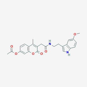 molecular formula C25H24N2O6 B357795 3-(2-{[2-(5-methoxy-1H-indol-3-yl)ethyl]amino}-2-oxoethyl)-4-methyl-2-oxo-2H-chromen-7-yl acetate CAS No. 919733-82-7