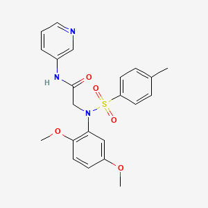 molecular formula C22H23N3O5S B3577952 2-[(2,5-Dimethoxy-phenyl)-(toluene-4-sulfonyl)-amino]-N-pyridin-3-yl-acetamide 