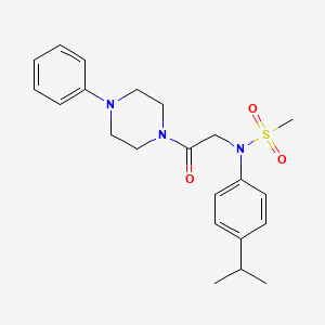 molecular formula C22H29N3O3S B3577964 N-(4-isopropylphenyl)-N-[2-oxo-2-(4-phenyl-1-piperazinyl)ethyl]methanesulfonamide 