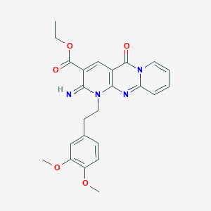 molecular formula C24H24N4O5 B357798 Ethyl 7-[2-(3,4-dimethoxyphenyl)ethyl]-6-imino-2-oxo-1,7,9-triazatricyclo[8.4.0.03,8]tetradeca-3(8),4,9,11,13-pentaene-5-carboxylate CAS No. 858750-17-1