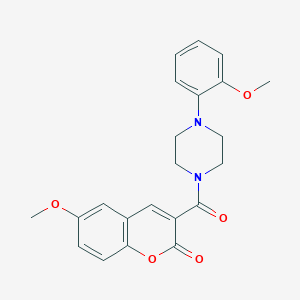 molecular formula C22H22N2O5 B3577994 6-methoxy-3-{[4-(2-methoxyphenyl)-1-piperazinyl]carbonyl}-2H-chromen-2-one 