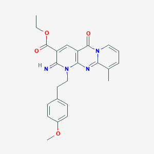 molecular formula C24H24N4O4 B357802 Ethyl 6-imino-7-[2-(4-methoxyphenyl)ethyl]-11-methyl-2-oxo-1,7,9-triazatricyclo[8.4.0.03,8]tetradeca-3(8),4,9,11,13-pentaene-5-carboxylate CAS No. 780777-44-8
