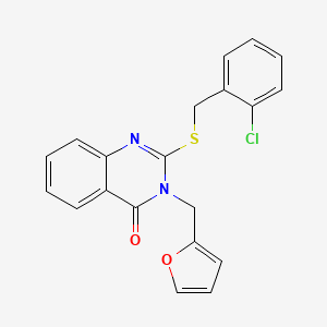 molecular formula C20H15ClN2O2S B3578029 2-{[(2-CHLOROPHENYL)METHYL]SULFANYL}-3-[(FURAN-2-YL)METHYL]-3,4-DIHYDROQUINAZOLIN-4-ONE 