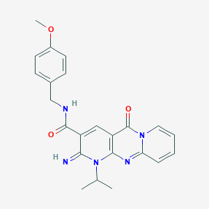 molecular formula C23H23N5O3 B357806 2-imino-1-isopropyl-N-(4-methoxybenzyl)-5-oxo-1,5-dihydro-2H-dipyrido[1,2-a:2,3-d]pyrimidine-3-carboxamide CAS No. 858765-83-0