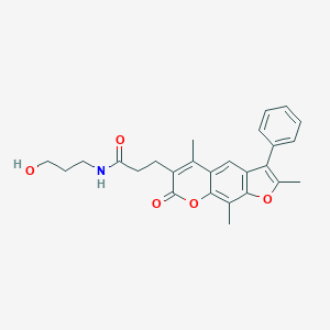 molecular formula C26H27NO5 B357807 N-(3-hydroxypropyl)-3-(2,5,9-trimethyl-7-oxo-3-phenyl-7H-furo[3,2-g]chromen-6-yl)propanamide CAS No. 864820-86-0