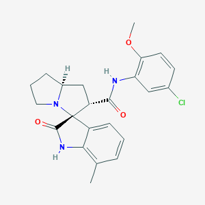 molecular formula C23H24ClN3O3 B357809 (2S,3R,8S)-N-(5-chloro-2-methoxyphenyl)-7'-methyl-2'-oxospiro[1,2,5,6,7,8-hexahydropyrrolizine-3,3'-1H-indole]-2-carboxamide CAS No. 956823-02-2