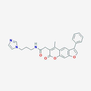 molecular formula C26H23N3O4 B357812 N-(3-imidazol-1-ylpropyl)-2-(5-methyl-7-oxo-3-phenylfuro[3,2-g]chromen-6-yl)acetamide CAS No. 864819-62-5