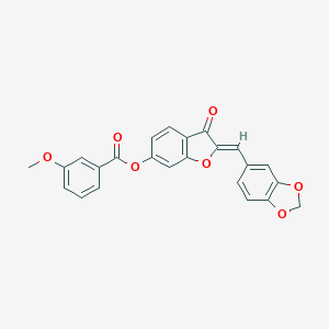 molecular formula C24H16O7 B357813 2-(1,3-Benzodioxol-5-ylmethylene)-3-oxo-2,3-dihydro-1-benzofuran-6-yl 3-methoxybenzoate CAS No. 929452-53-9
