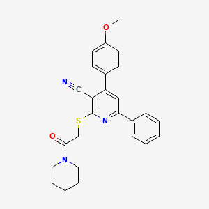 4-(4-Methoxyphenyl)-2-{[2-oxo-2-(piperidin-1-yl)ethyl]sulfanyl}-6-phenylpyridine-3-carbonitrile