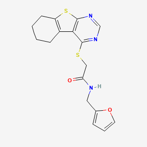 molecular formula C17H17N3O2S2 B3578142 N-(Furan-2-ylmethyl)-2-((5,6,7,8-tetrahydrobenzo[4,5]thieno[2,3-d]pyrimidin-4-yl)thio)acetamide 