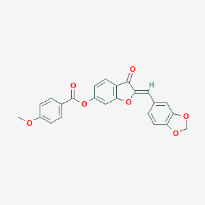 molecular formula C24H16O7 B357817 2-(1,3-Benzodioxol-5-ylmethylene)-3-oxo-2,3-dihydro-1-benzofuran-6-yl 4-methoxybenzoate CAS No. 929514-25-0