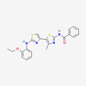 molecular formula C22H20N4O2S2 B3578186 N-[5-[2-(2-ethoxyanilino)-1,3-thiazol-4-yl]-4-methyl-1,3-thiazol-2-yl]benzamide 