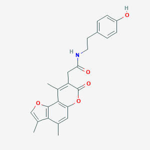 molecular formula C24H23NO5 B357820 N-[2-(4-hydroxyphenyl)ethyl]-2-(3,4,9-trimethyl-7-oxo-7H-furo[2,3-f]chromen-8-yl)acetamide CAS No. 919733-24-7