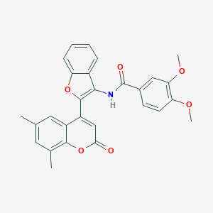 molecular formula C28H23NO6 B357823 N-[2-(6,8-dimethyl-2-oxo-2H-chromen-4-yl)-1-benzofuran-3-yl]-3,4-dimethoxybenzamide CAS No. 919723-47-0