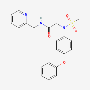 molecular formula C21H21N3O4S B3578232 2-(N-methylsulfonyl-4-phenoxyanilino)-N-(pyridin-2-ylmethyl)acetamide 